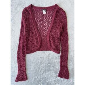 Vintage Y2K Wet Seal Metallic Crop Top Cardigan XS Open Front‎ Fairy Long Sleeve